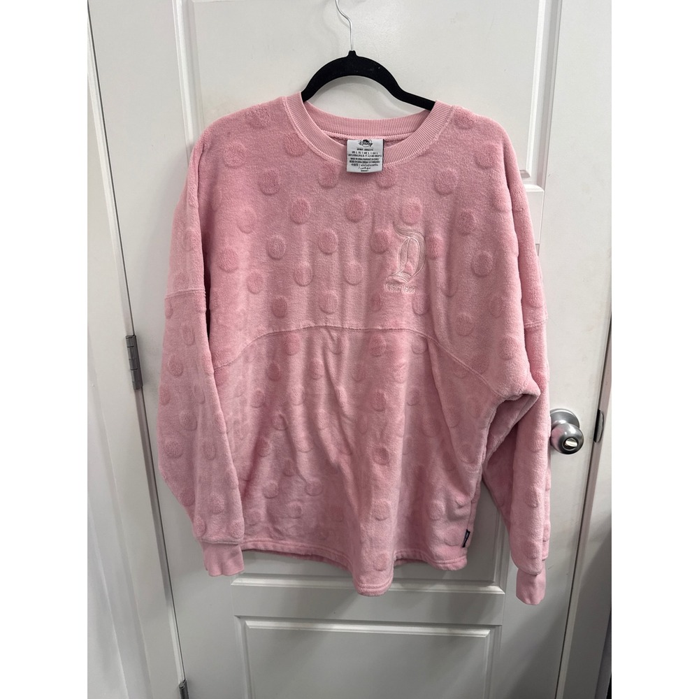 Disney Spirit Jersey Disneyland Resort Pink Polka Dot Fleece Pullover Large